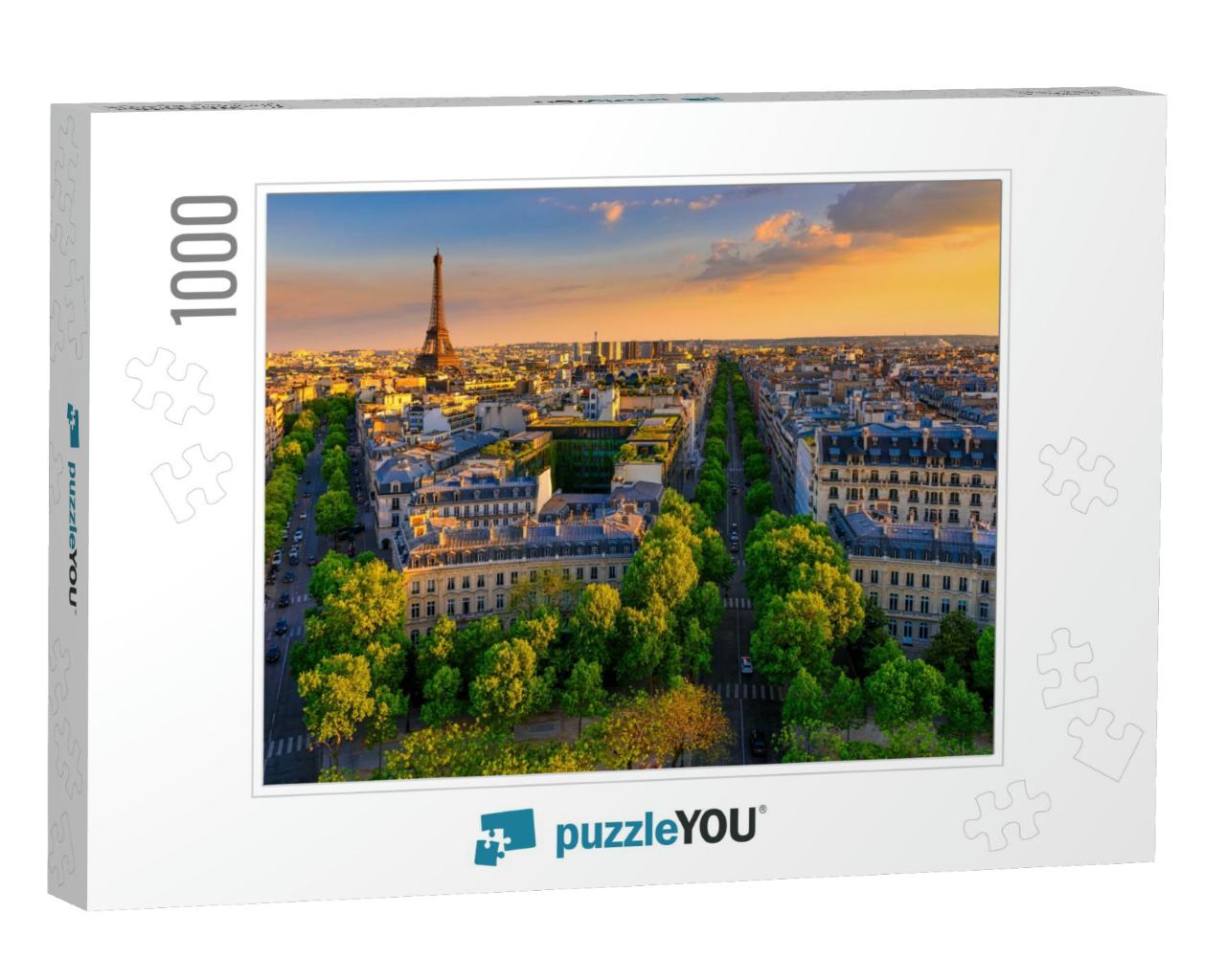 Skyline of Paris with Eiffel Tower in Paris, France. Pano... Jigsaw Puzzle with 1000 pieces
