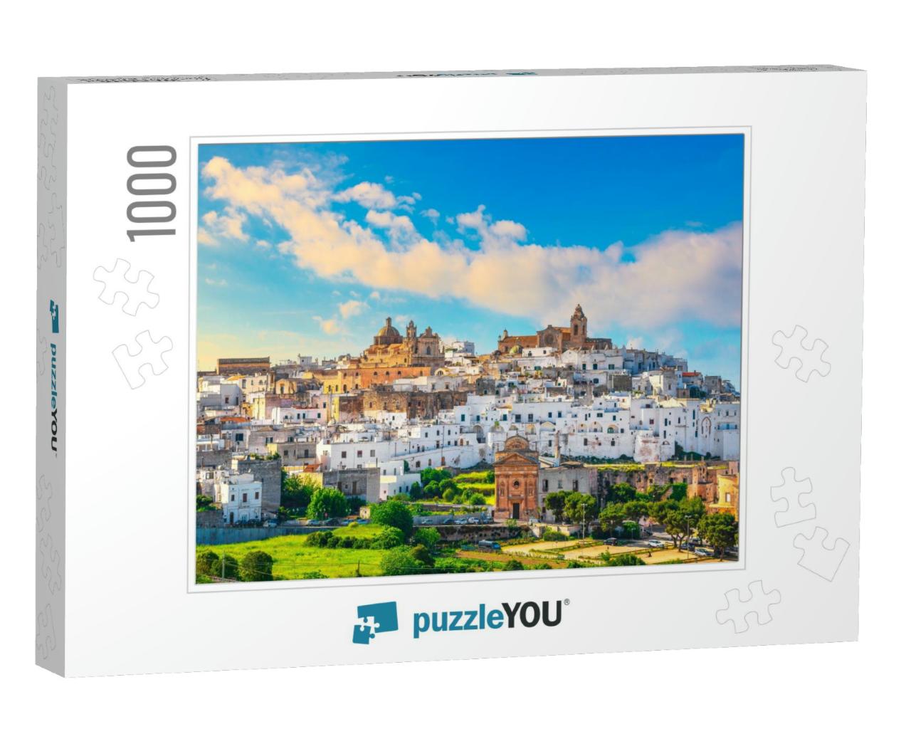 Ostuni White Town Skyline At Sunset, Brindisi, Apulia Sou... Jigsaw Puzzle with 1000 pieces