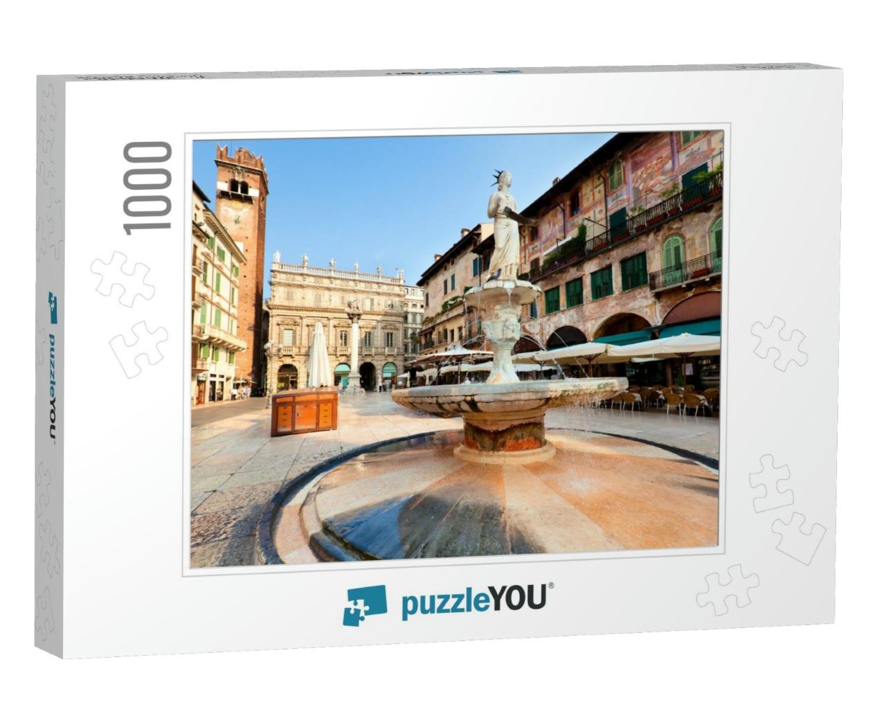 View of the Piazza Delle Erbe in Center of Verona City, I... Jigsaw Puzzle with 1000 pieces