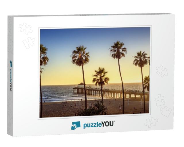 Manhattan Beach Pier At Sunset, Los Angeles, California... Jigsaw Puzzle