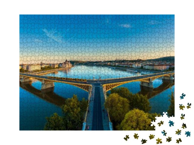 Amazing Panoramic Phot About the Margaret Bridge in Budap... Jigsaw Puzzle with 1000 pieces