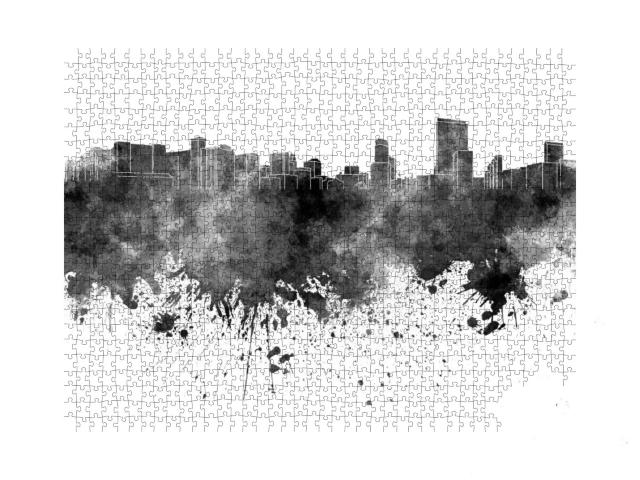 Orlando Skyline in Black Watercolor on White Background... Jigsaw Puzzle with 1000 pieces