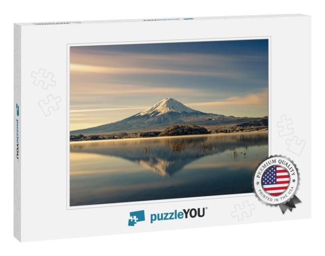 Mt Fuji Reflection on Water. Fujisan Mountain Sunrise Lan... Jigsaw Puzzle