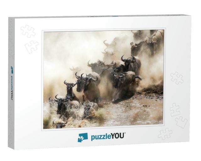 Wildebeest Crossing the Mara River During the Annual Grea... Jigsaw Puzzle