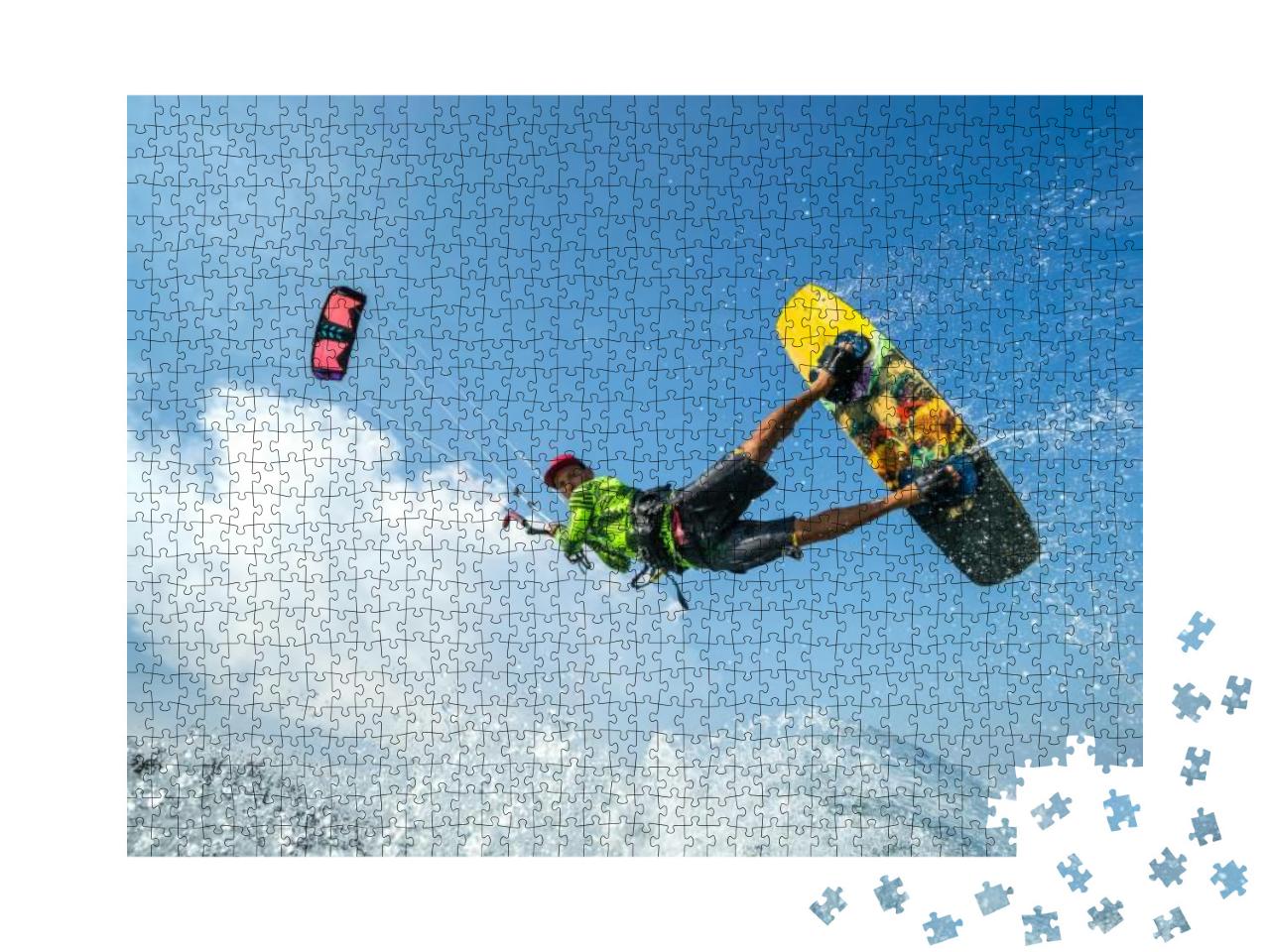 A Kite Surfer Rides the Waves... Jigsaw Puzzle with 1000 pieces