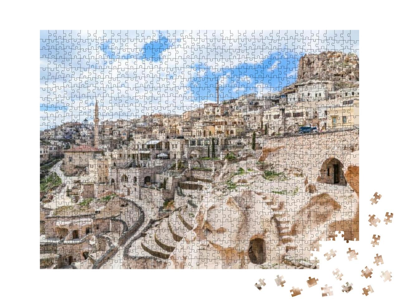 Ancient Town & a Castle of Uchisar Dug from a Mountains A... Jigsaw Puzzle with 1000 pieces