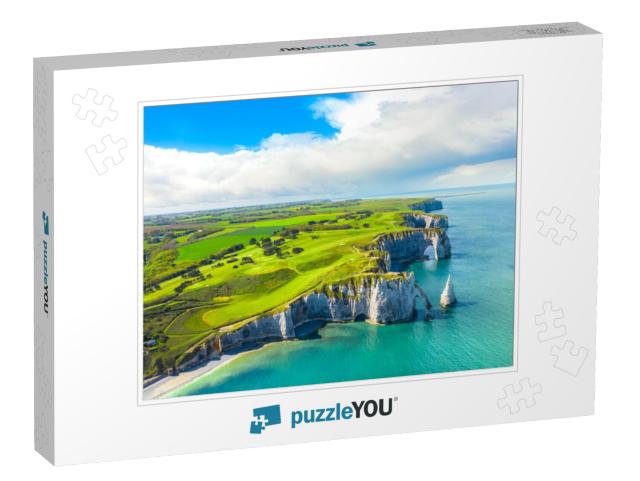 Picturesque Panoramic Landscape on the Cliffs of Etretat... Jigsaw Puzzle