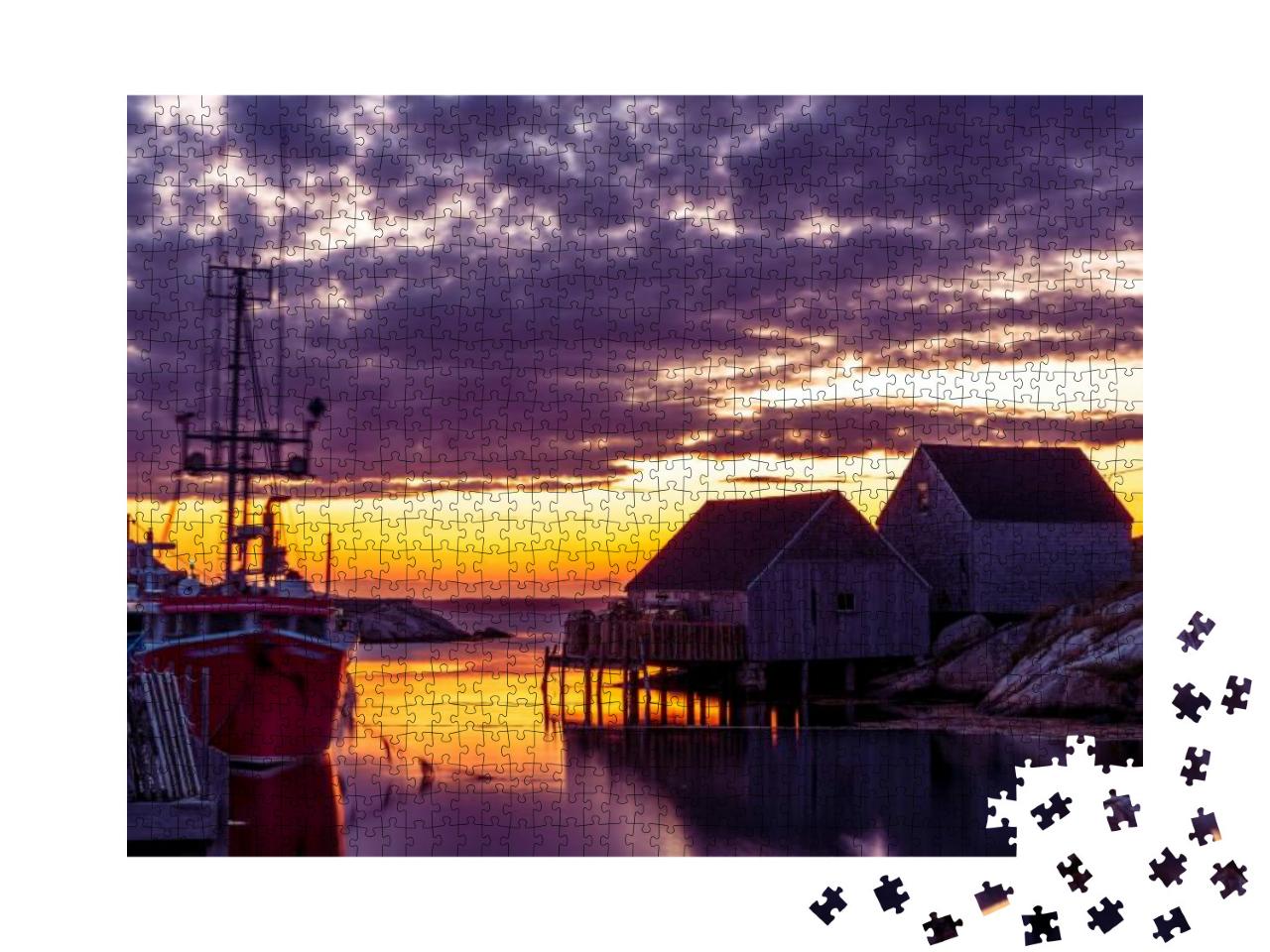 Peggys Cove. Scenic View of a Quiet Fishing Village on th... Jigsaw Puzzle with 1000 pieces