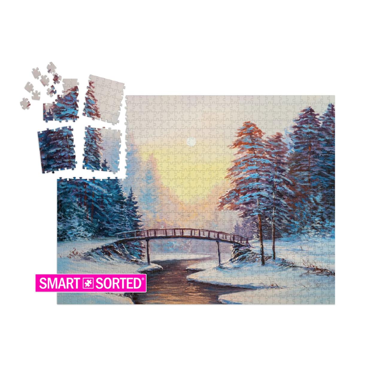 Winter Landscape with the River. Original Oil Painting... | SMART SORTED® | Jigsaw Puzzle with 1000 pieces