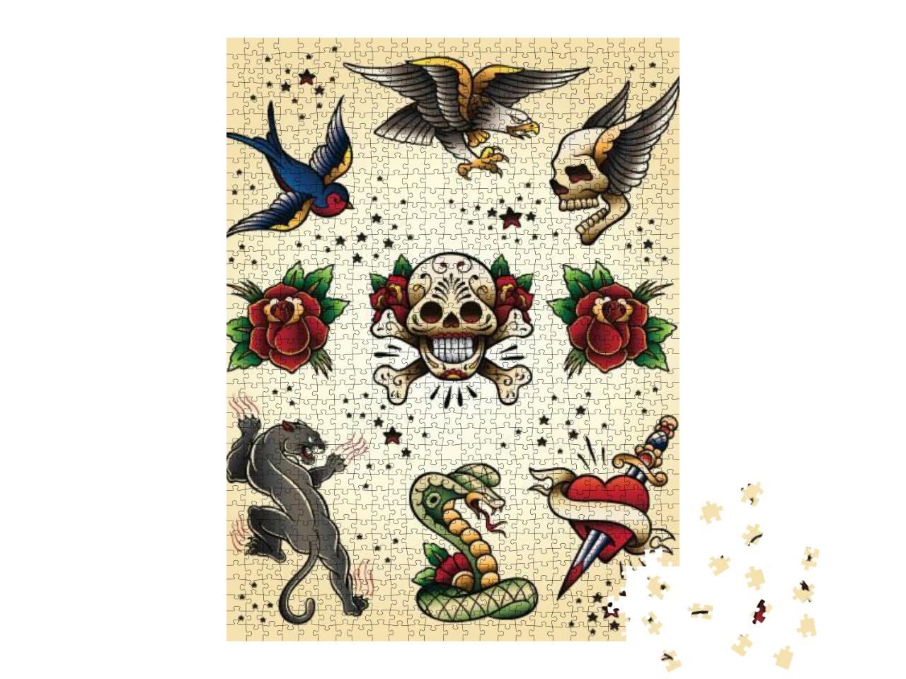 Tattoo Flash Vector Elements Set... Jigsaw Puzzle with 1000 pieces
