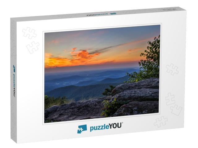 Usa, Virginia, Shenandoah National Park, Sunrise At Hazel... Jigsaw Puzzle