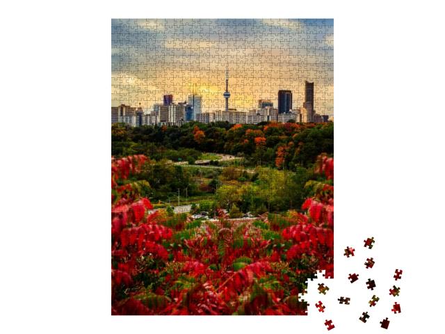Toronto City Skyline in Fall - Beautiful Sunset Scene of... Jigsaw Puzzle with 1000 pieces