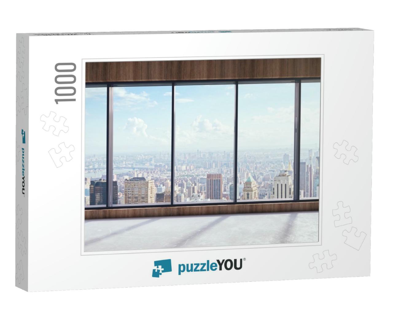 Modern Empty Office Interior with Panoramic City View & S... Jigsaw Puzzle with 1000 pieces