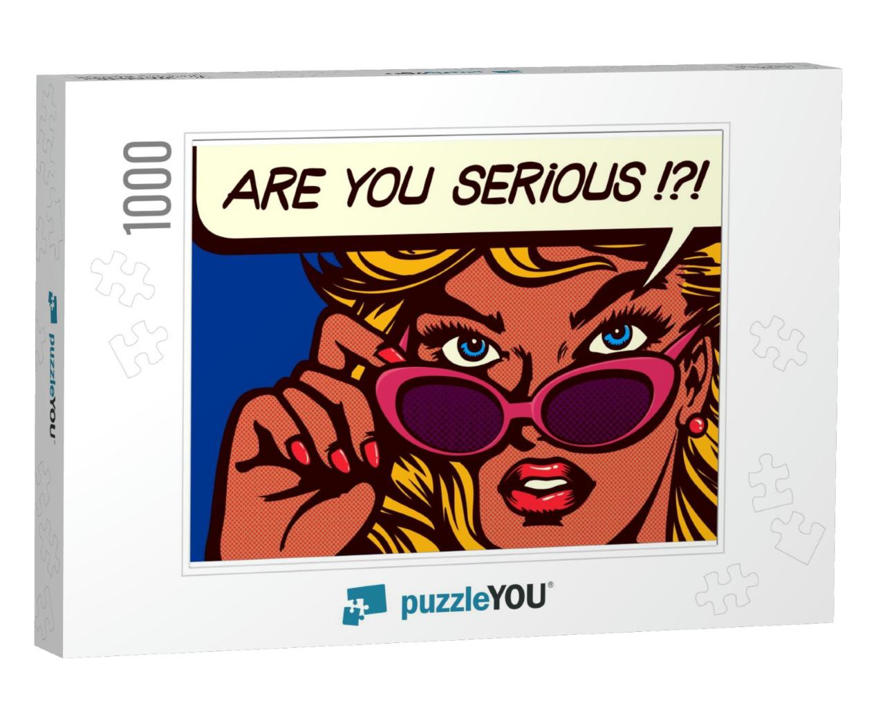 Pop Art Comic Book Style Skeptical & Doubtful Woman Looki... Jigsaw Puzzle with 1000 pieces