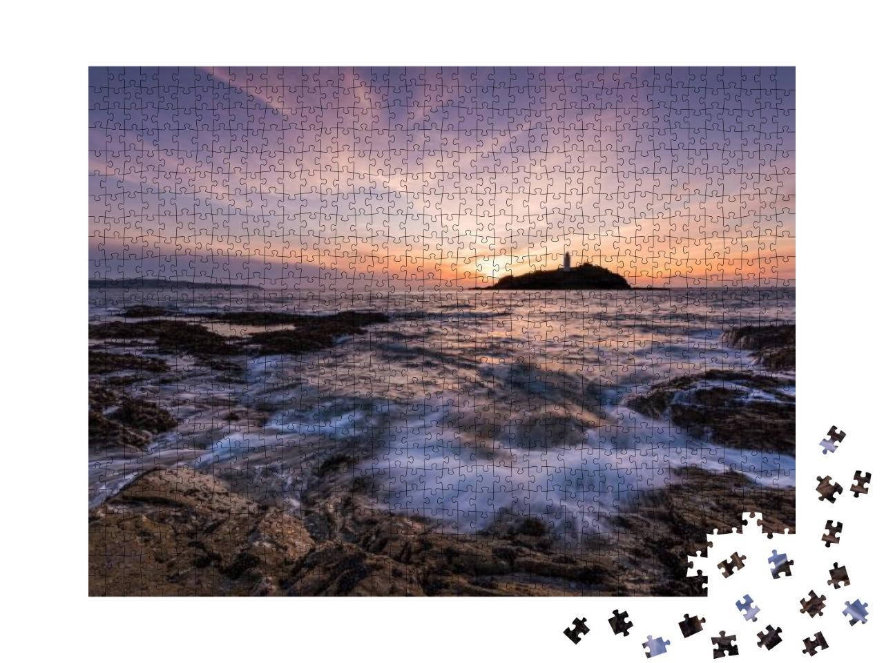 Godrevy Lighthouse, Cornwall - Long Exposure Seascape in... Jigsaw Puzzle with 1000 pieces