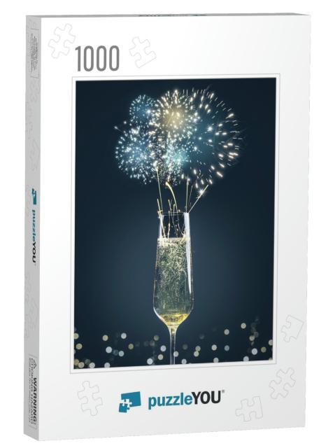 Champagne Glass Shooting a Display of Fireworks... Jigsaw Puzzle with 1000 pieces