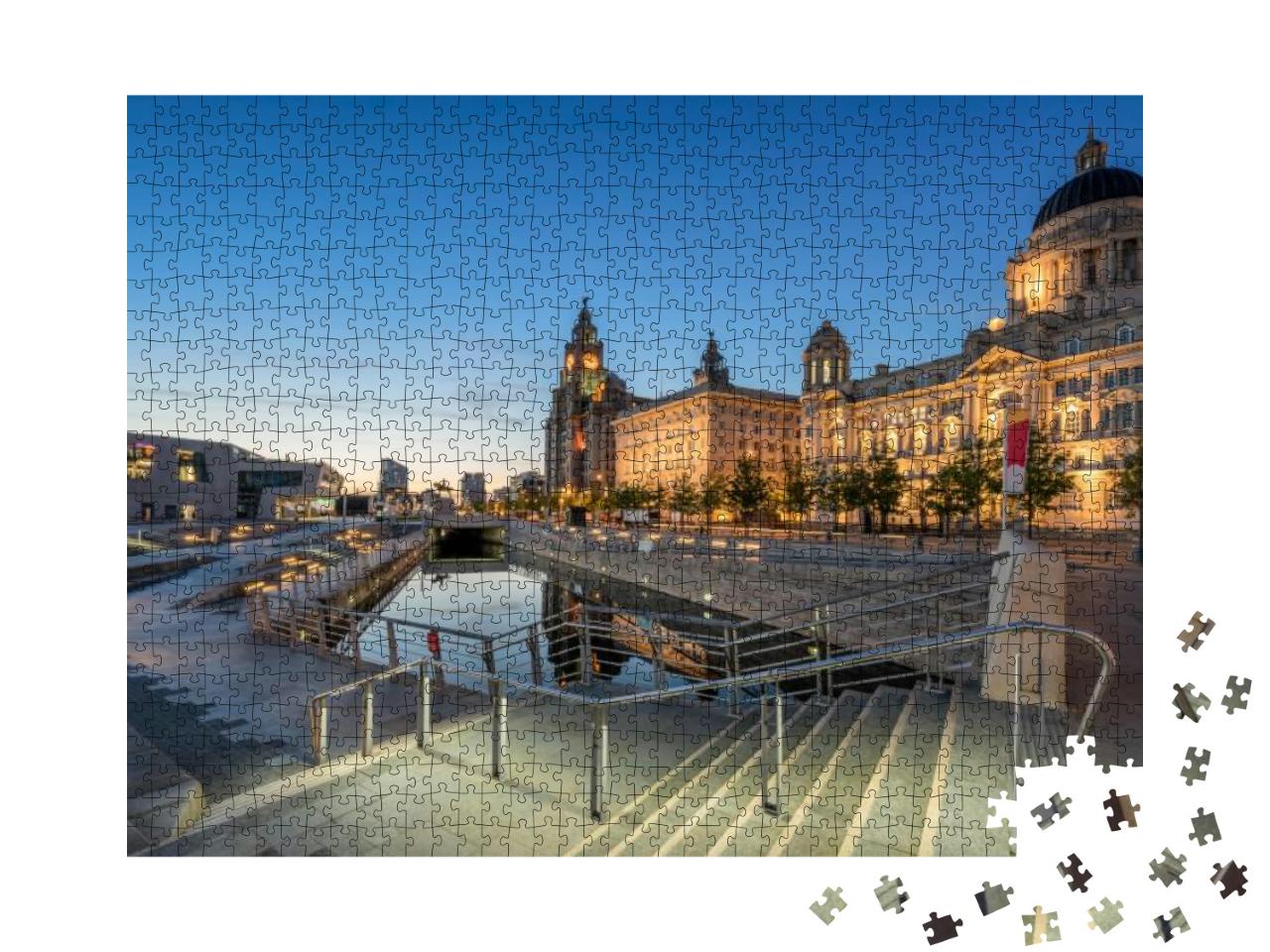 The Three Graces on Liverpools Pier Head Waterfront... Jigsaw Puzzle with 1000 pieces
