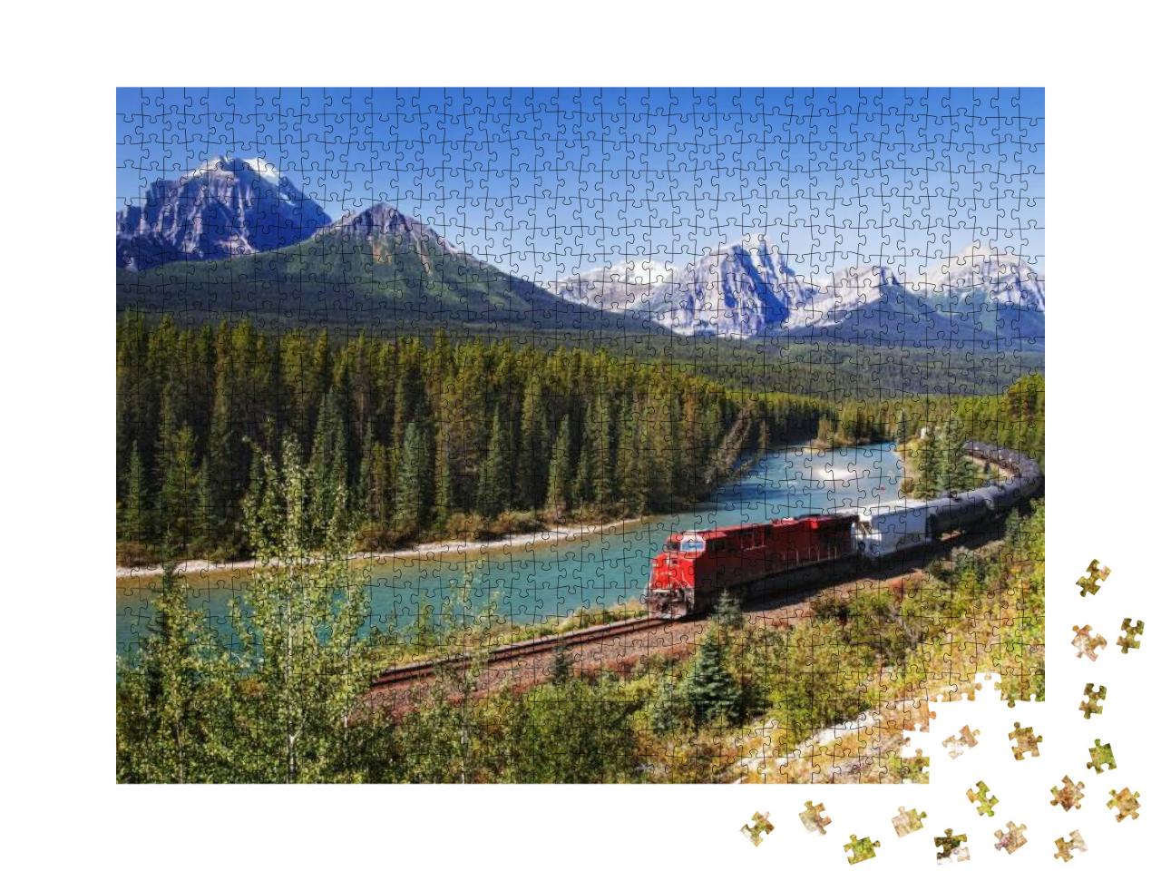 Train Passing Through Bow Valley Under the Surveillance o... Jigsaw Puzzle with 1000 pieces