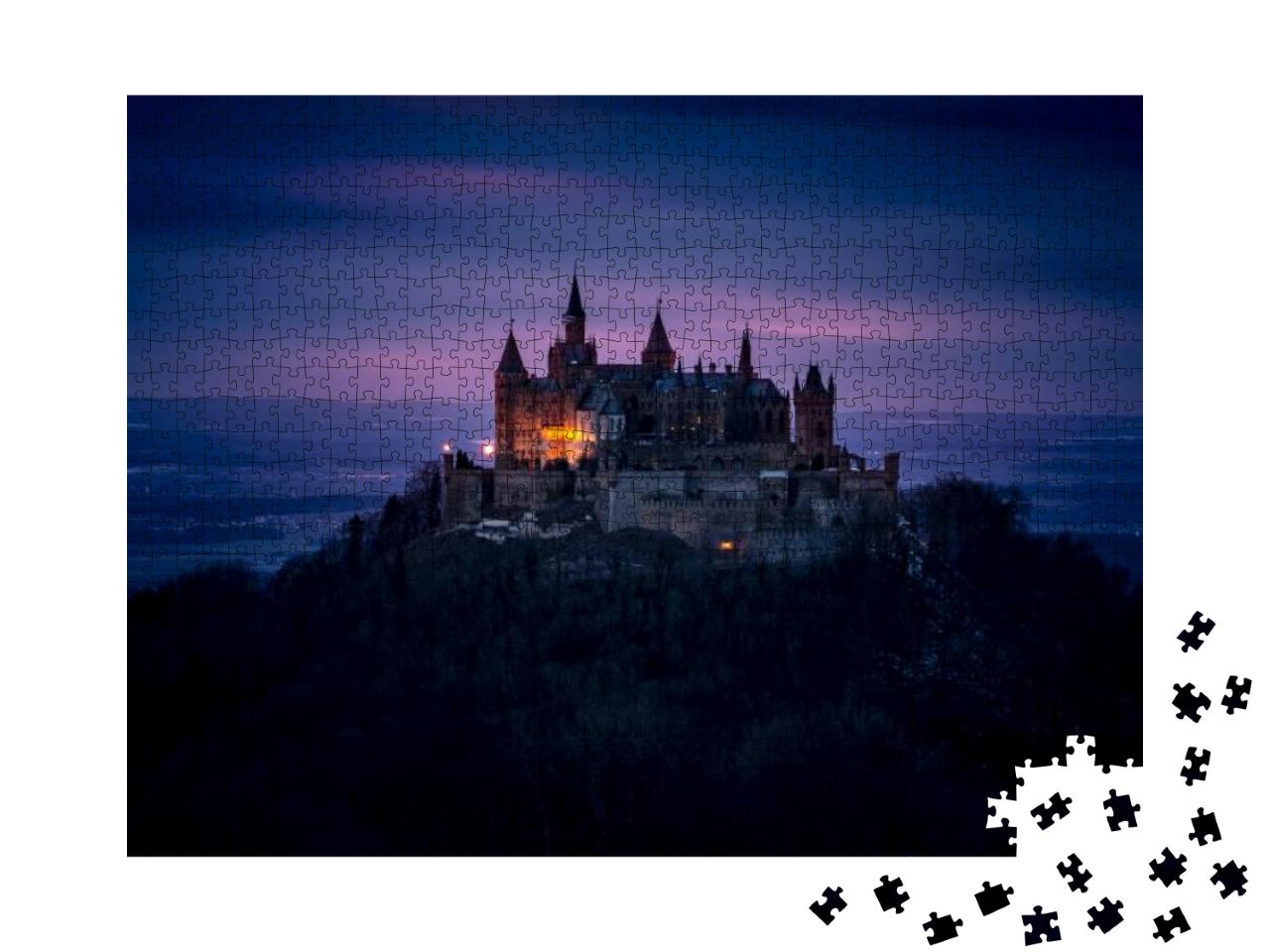 Night View of Hohenzollern Castle in the Swabian Alps - B... Jigsaw Puzzle with 1000 pieces