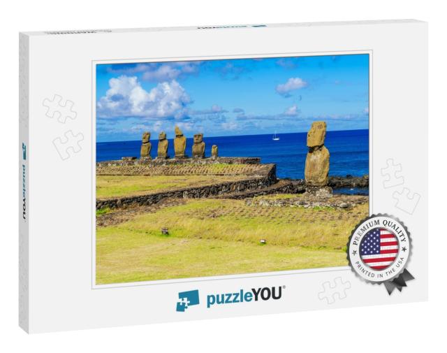 Ahu Tahai, Ahu Vai Uri & Pacific Ocean At Tahat Archaeolo... Jigsaw Puzzle