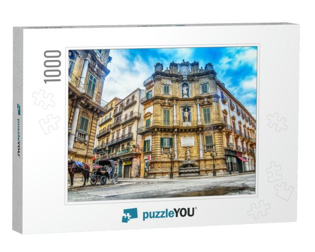Quattro Canti, Piazza Vigliena, is a Baroque Square in Pa... Jigsaw Puzzle with 1000 pieces
