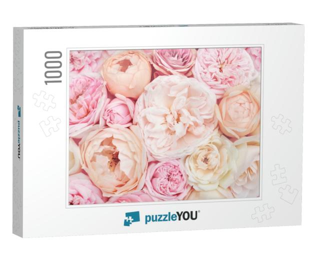Summer Blossoming Delicate Roses on Blooming Flowers Fest... Jigsaw Puzzle with 1000 pieces