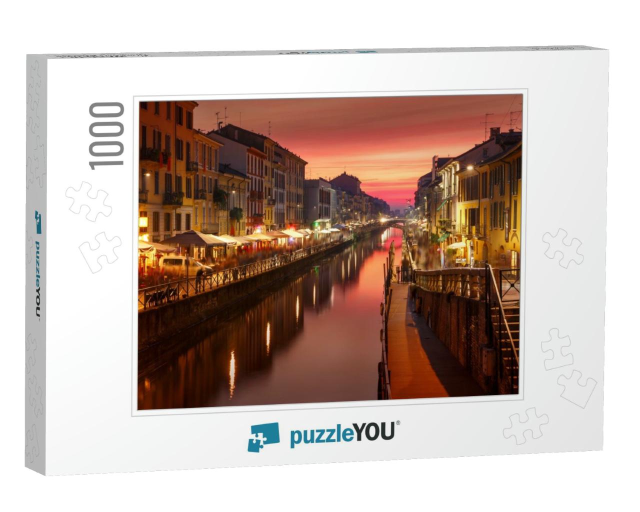 Bridge Across the Naviglio Grande Canal At Sunset, Milan... Jigsaw Puzzle with 1000 pieces