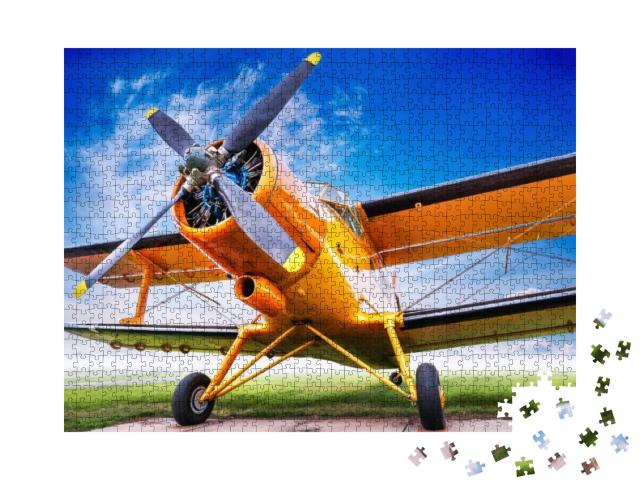 Biplane Against a Cloudy Sky... Jigsaw Puzzle with 1000 pieces