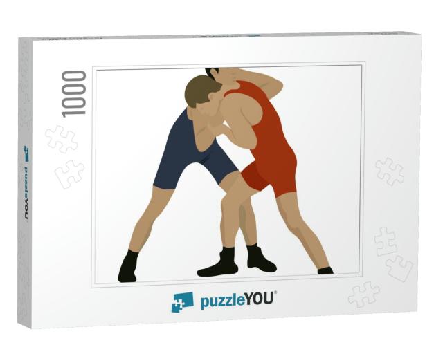 Sport Wrestling, Isolated Vector... Jigsaw Puzzle with 1000 pieces