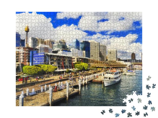 Sydney Darling Harbor Kings Wharf with Docked Ship Along... Jigsaw Puzzle with 1000 pieces