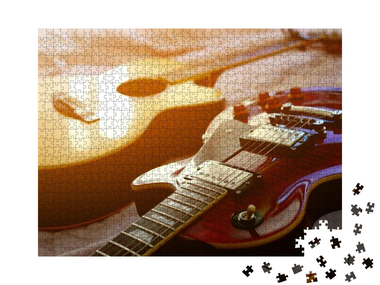Electric Guitar & Acoustic Guitar, Used to Play Music & N... Jigsaw Puzzle with 1000 pieces