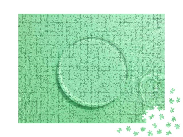 Empty Glass Circle Podium on Transparent Clear Green Wate... Jigsaw Puzzle with 1000 pieces