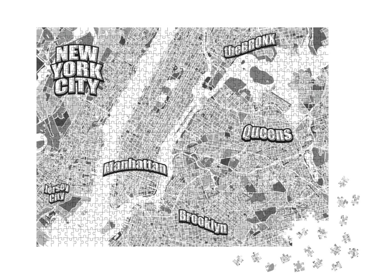 New York City District Map. Very Detailed Version Without... Jigsaw Puzzle with 1000 pieces