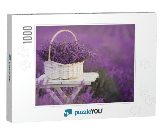 Basket with Lavender in the Field... Jigsaw Puzzle with 1000 pieces