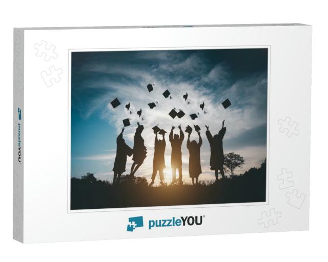 Silhouettes of Students Celebration Education Grad... Jigsaw Puzzle