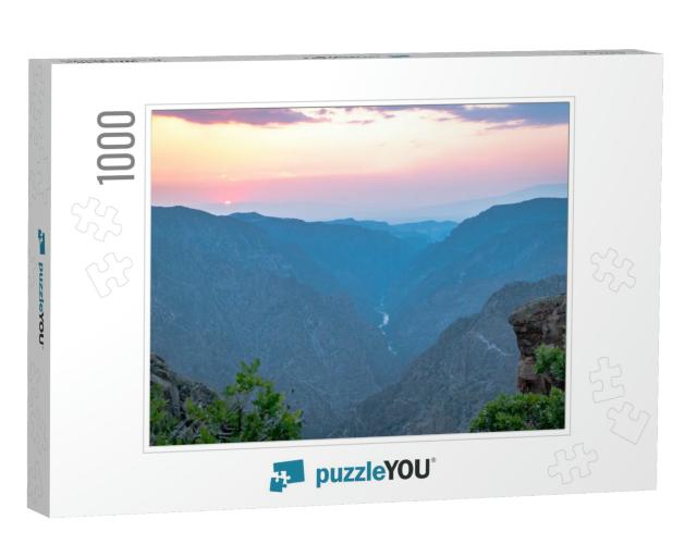 The Setting Sun At Black Canyon of the Gunnison National... Jigsaw Puzzle with 1000 pieces