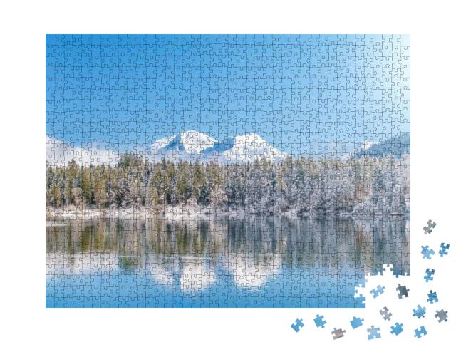Alpine Lake Reflected in a Lake, Bavaria, Germany... Jigsaw Puzzle with 1000 pieces