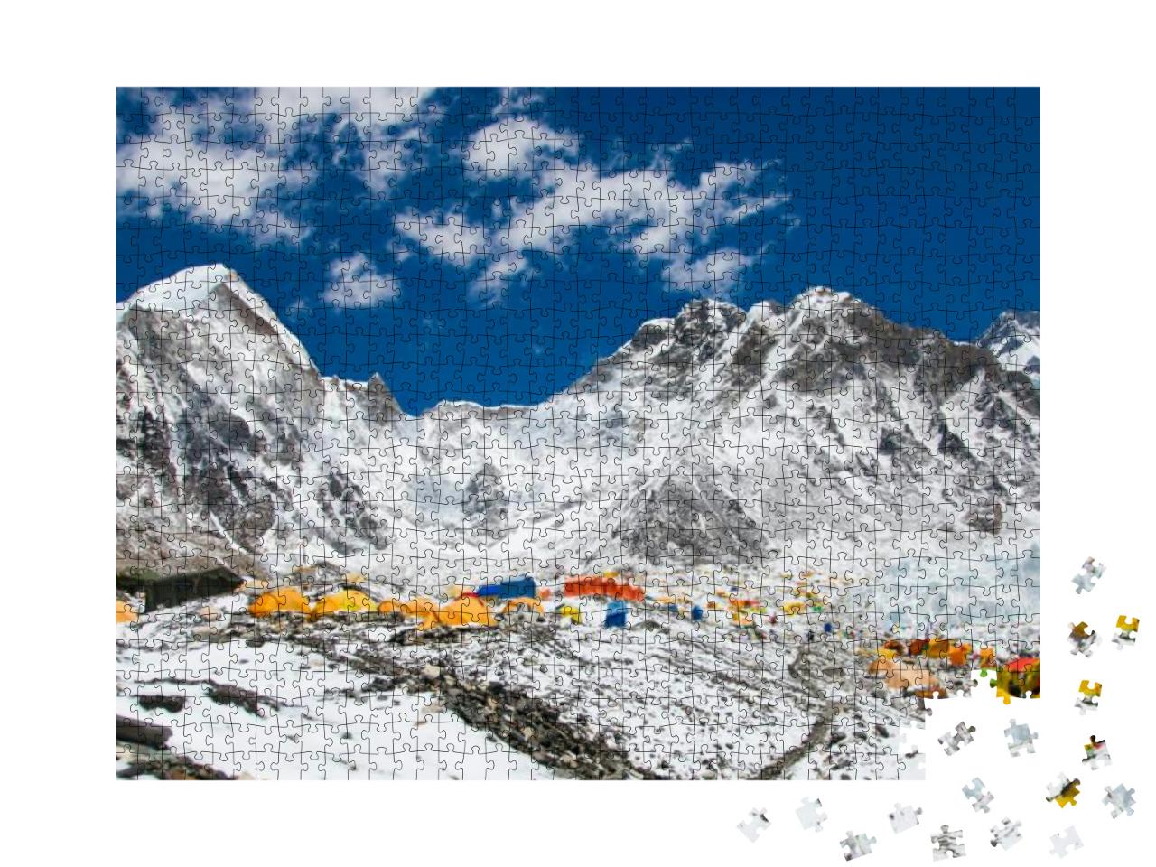 Bright Yellow Tents in Mount Everest Base Camp, Khumbu Gl... Jigsaw Puzzle with 1000 pieces