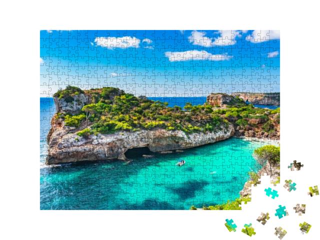 Spain Mediterranean Sea, Majorca Beach of Cala Moro Beaut... Jigsaw Puzzle with 500 pieces