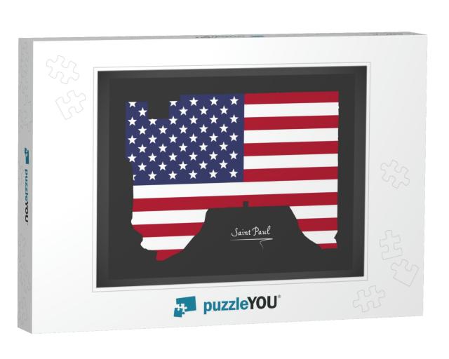 Saint Paul Minnesota Map with American National Flag Illu... Jigsaw Puzzle