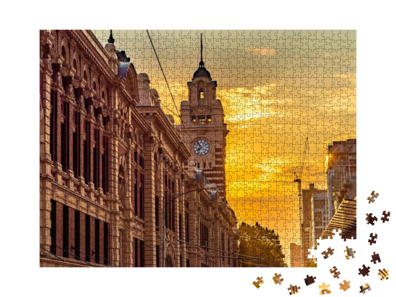 The Clock Tower of the Flinders Street Train Station in t... Jigsaw Puzzle with 1000 pieces