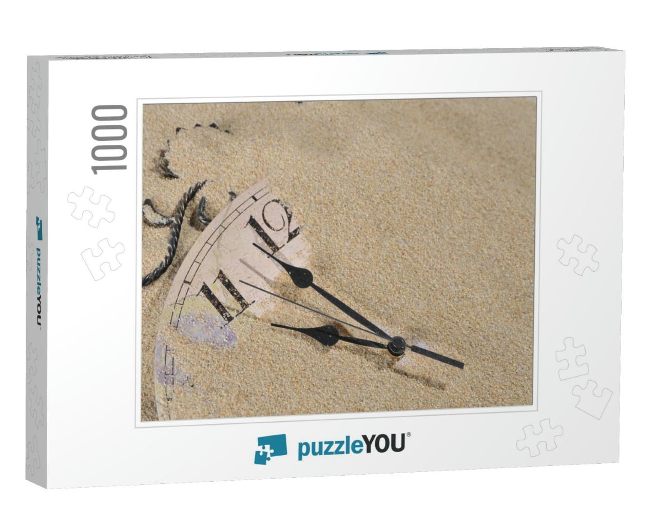 Analog Wall Clock Buried Under the Sand... Jigsaw Puzzle with 1000 pieces