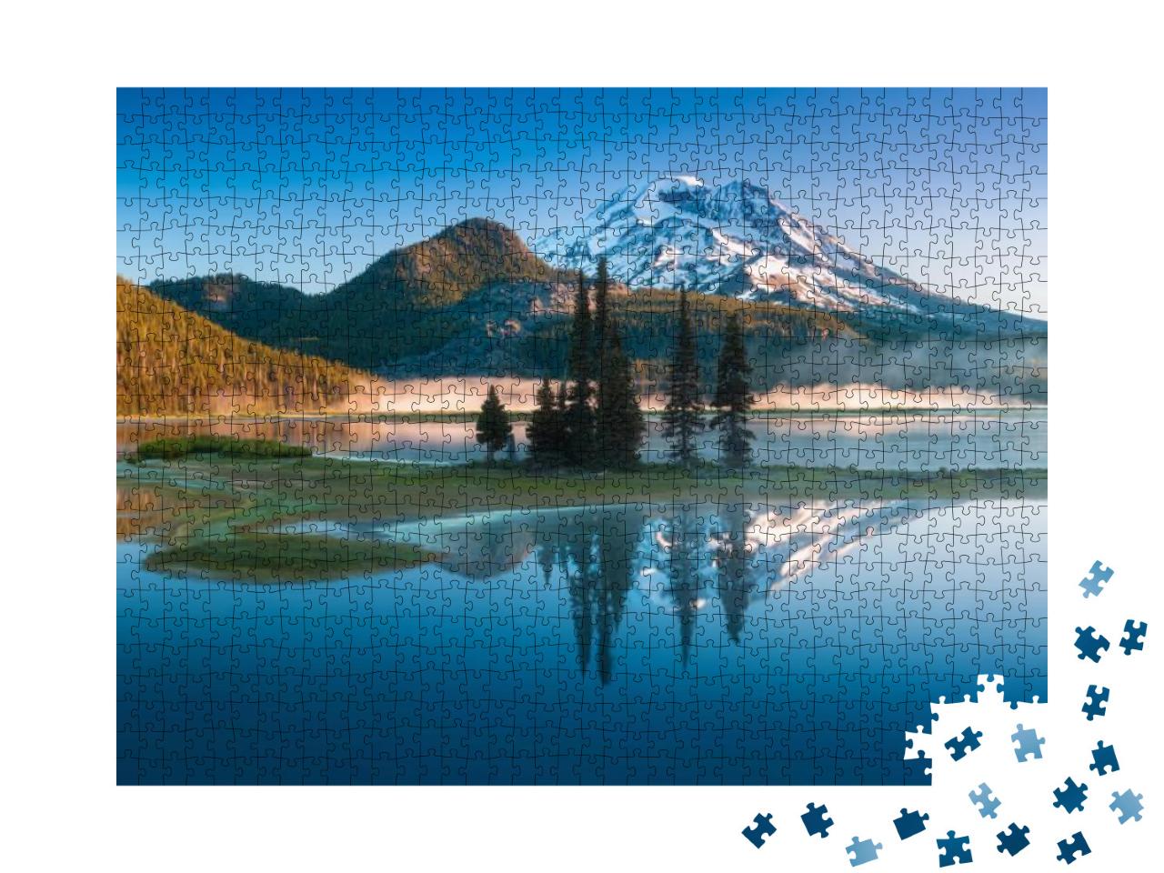 South Sister & Broken Top Reflect Over the Calm Waters of... Jigsaw Puzzle with 1000 pieces