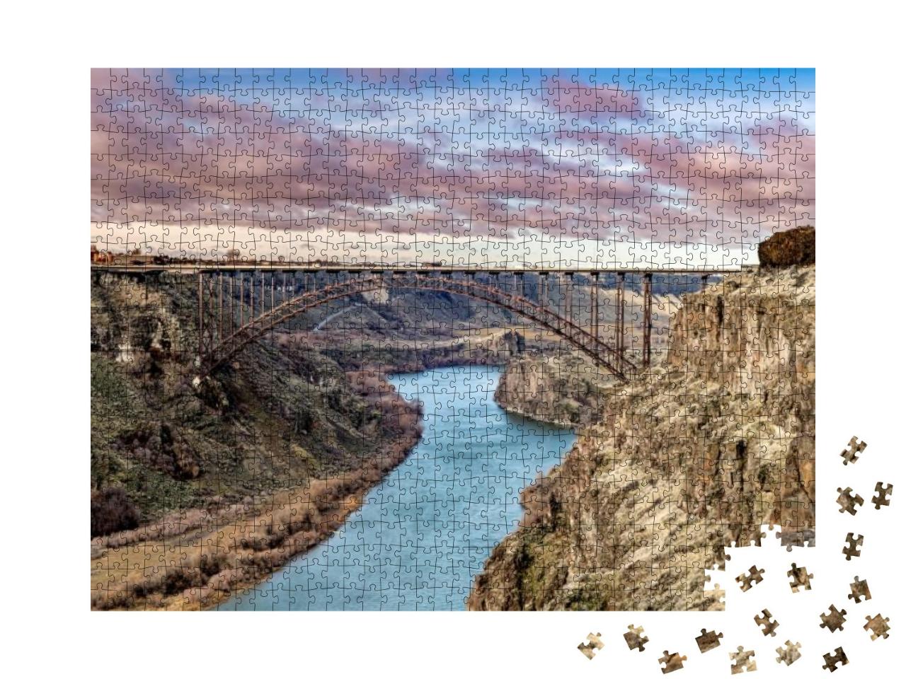 Sunrise Over the Perrine Bridge Near Twin Falls Idaho... Jigsaw Puzzle with 1000 pieces