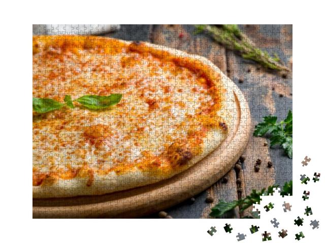 Italian Pizza Margherita Margarita with Cheese, Tomato Sa... Jigsaw Puzzle with 1000 pieces
