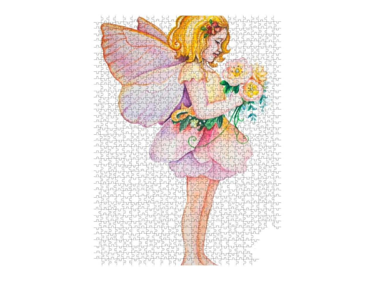 Hand Drawn Beautiful Cute Little Fairy Girl in Pin... Jigsaw Puzzle with 1000 pieces