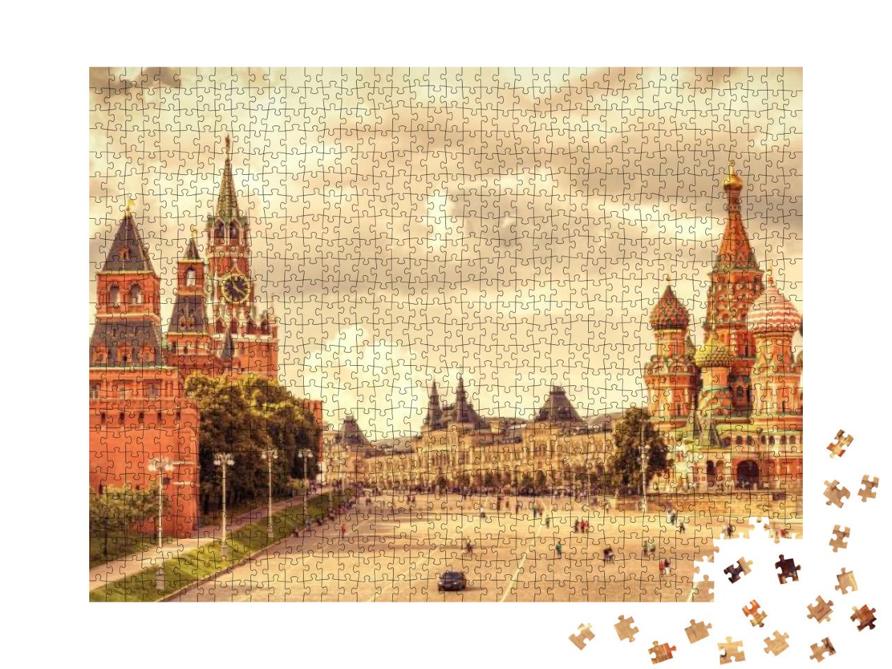 Scenery of Moscow Kremlin & St Basils Cathedral on the Re... Jigsaw Puzzle with 1000 pieces