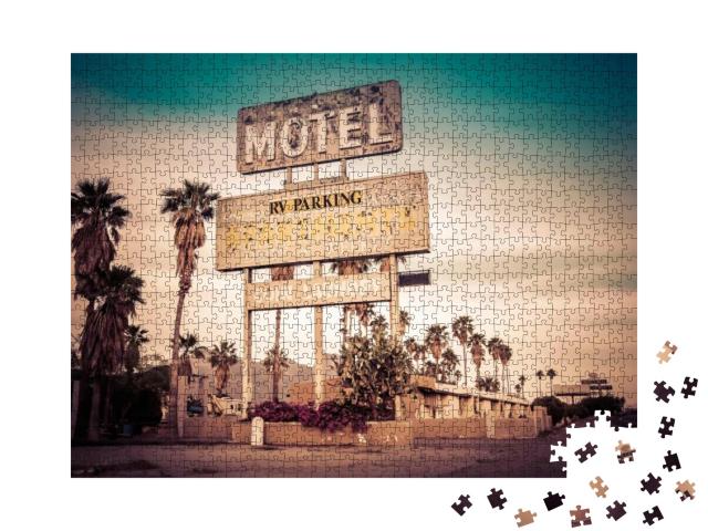 Roadside Motel Sign - Decayed Iconic Desert Southwest Usa... Jigsaw Puzzle with 1000 pieces