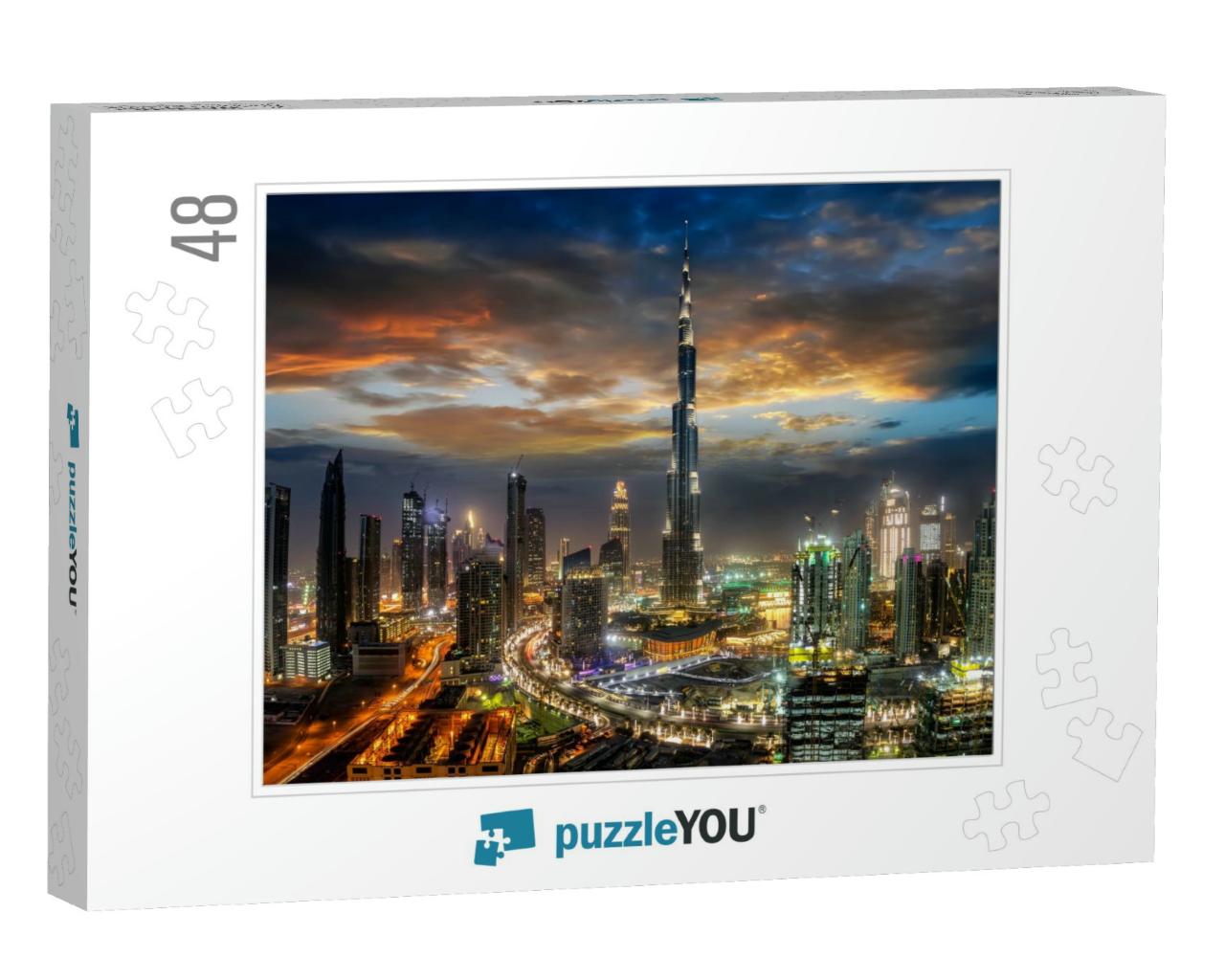 View to Dubai Business Bay with the Various Skyscrapers &... Jigsaw Puzzle with 48 pieces