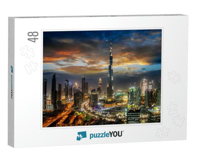 View to Dubai Business Bay with the Various Skyscrapers &... Jigsaw Puzzle with 48 pieces
